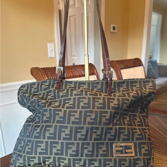Fendi Handbags - Fendi Black and Brown Monogram Tote